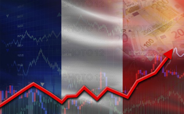 France economic growth on financial graph. France financial growth on market graph