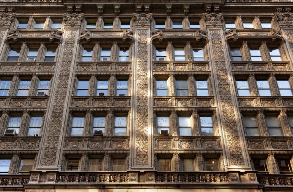Decorative terracotta façade in French Renaissance style, New York City, USA