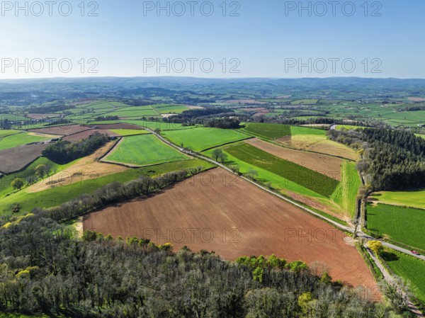 Farms and Fields over Torquay from a drone, Devon, England, United Kingdom