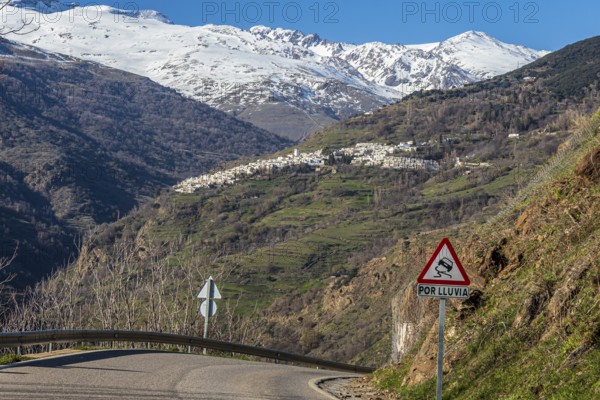 Village Capileira, one of the whitewashed villages on the slopes of the Sierra Nevada, Andalusia, Spain