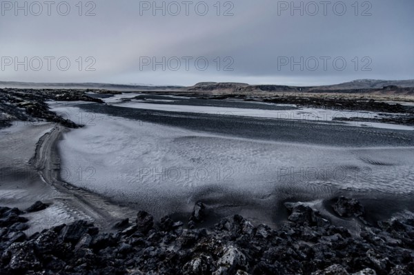 Stones and Moss along the Ring Road, Mountains, Frost, Winter, Cold, Cloudy, Iceland* Stones and Moss along the Ring Road, Mountain Range, Cold, Cloudy, Iceland