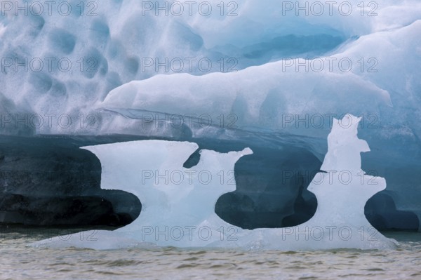 Iceberg, blue glacier ice, Konowbreen, Scandinavia, Svalbard