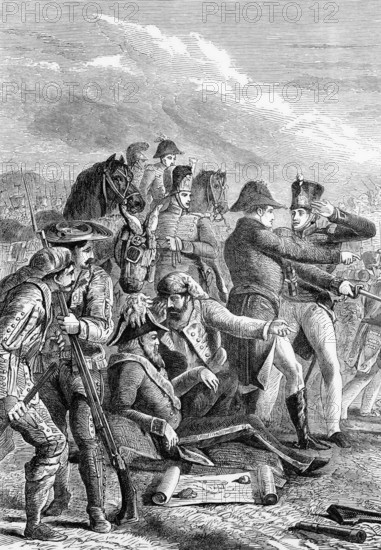 The Battle of Talavera (27-28 July 1809) was a battle fought about 120 kilometres southwest of Madrid, Spain, in the Spanish War of Independence, when an Anglo-Spanish army under Sir Arthur Wellesley cooperated with a Spanish army in operations against French-occupied Madrid, digital reproduction of a historical original