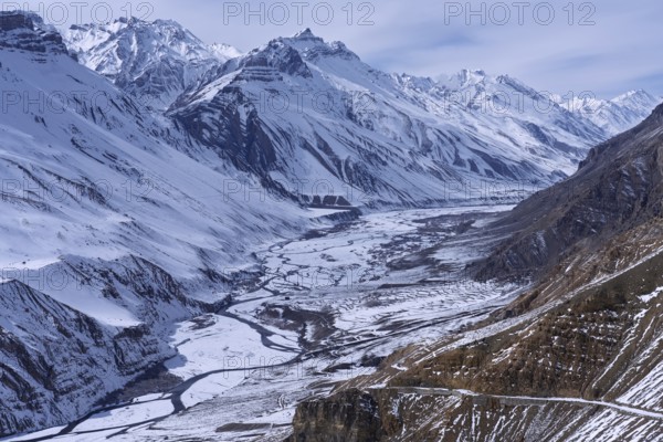Spitital, with Spiti River, Himalaya, Kaza, Himachal Pradesh, India