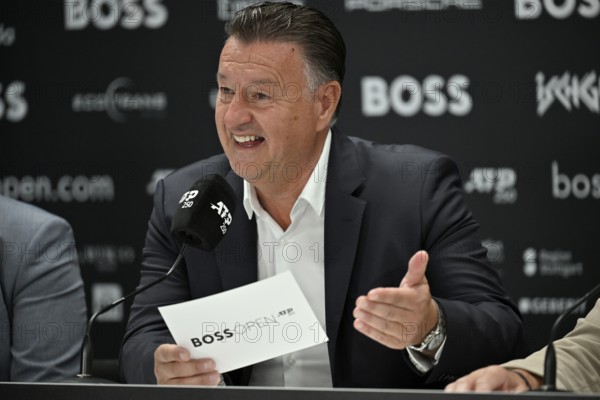 PK Press Conference, Tournament Director Edwin Weindorfer, smiles, gesture gesture tennis, ATP 250, BOSS Open 2025, Stuttgart, Baden-Württemberg, Germany