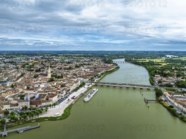 Libourne from a drone, Gironde, Nouvelle-Aquitaine, Saint-Emilion and Pomerol, Southwestern France