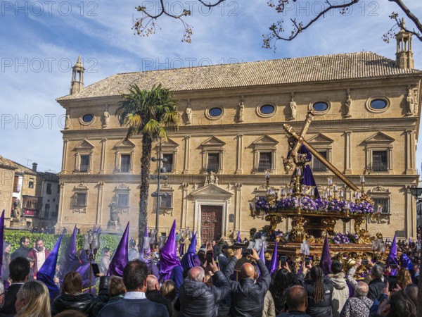 Semana santa procession, Plaza de Vazquez de Molin, holy week before easter, Ubeda, Unesco heritage city, Andalusia, Spain
