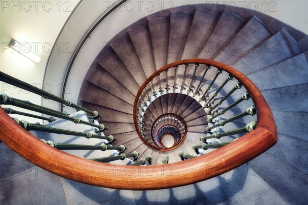 Old staircase with beautiful spiral staircase, Zurich, Switzerland