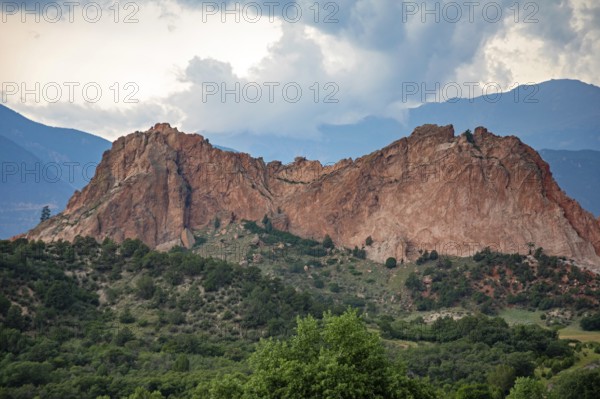 Colorado Springs, Colorado - The entrance to the Garden of the Gods, a city park with red sandstone formations at the base of the Rocky Mountains