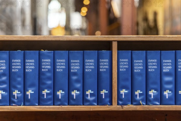 Protestant hymnal. Church of St Michael in Schwabisch Hall, Baden-Württemberg, Germany