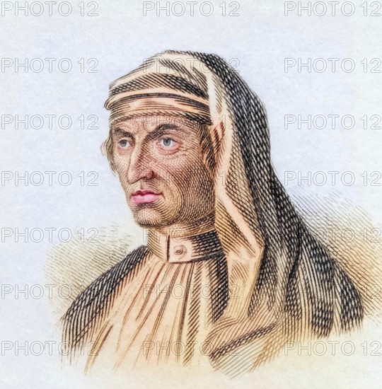 Georg Andreas Agricola, 1672 to 1738, German physician and botanist, coloured woodcut from Crabbe's Historical Dictionary from 1825, Historical, digital reproduction