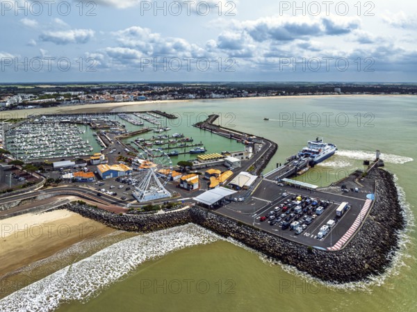 Royan ferry from a drone, Royan, Nouvelle-Aquitaine, Charente-Maritime, France