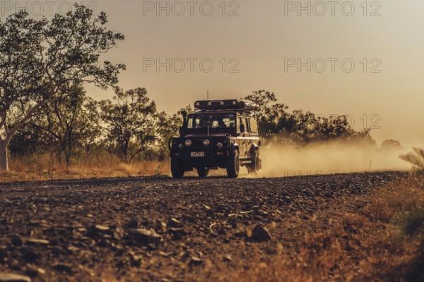 Landrover Defender four-wheel drive vehicle in the Australian outback