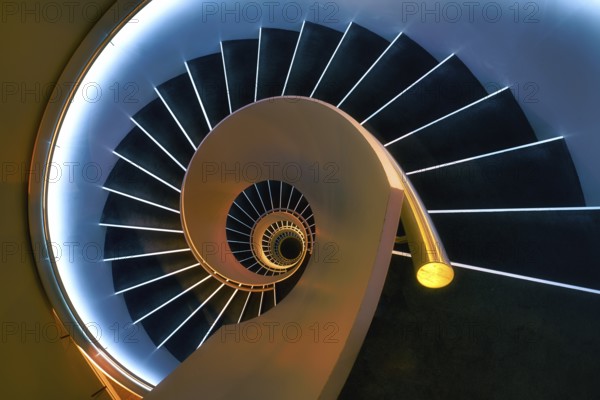 Modern spiral staircase in a commercial building, Zurich, Switzerland