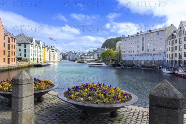 Alesund, port town on the west coast of Norway famous for Art Nouveau architecture and fjords