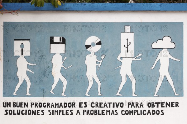 Exterior wall of a school, San Cristobal, Galapagos, Ecuador