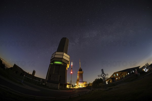 The Milky Way passes over the summit of the Großer Feldberg in the Taunus, near Frankfurt am Main, Großer Feldberg in the Taunus, Schmitten, Hesse, Germany