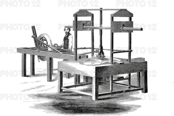 American leather polishing machine, historical, digitally enhanced reproduction of a model from around 1860