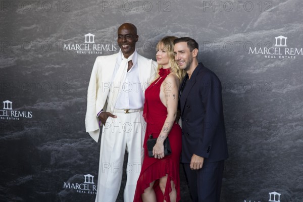 Bruce Darnell, Lottie Moss and Marcel Remus at the Remus Lifestyle Night on the roof terrace of the Pure Salt Hotel in El Toro, Magaluf, Majorca, Spain on 31/07/2025