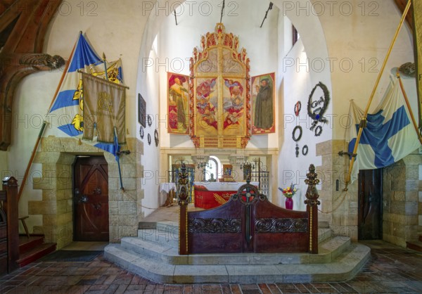 Gustav Adolf Chapel, interior photo, Lützen Museum 1632 to commemorate the Battle of Lützen and the death of the Swedish King Gustav II Adolf in the Thirty Years' War from 1618 to 1648, Lützen, Saxony-Anhalt, Germany