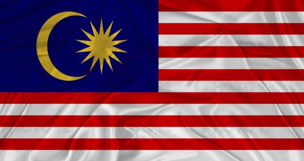 Flag of Malaysia with cloth texture. Close up of Malaysia flag waving