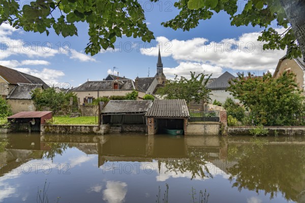 Moat in the old town of Bonneval, Centre-Val de Loire, France