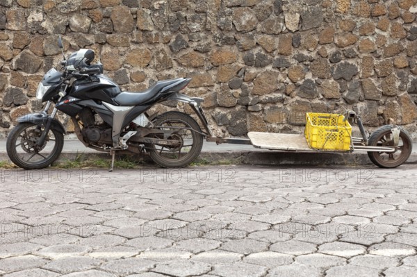 Motorbike with trailer, Santa Cruz, Galapagos, Ecuador