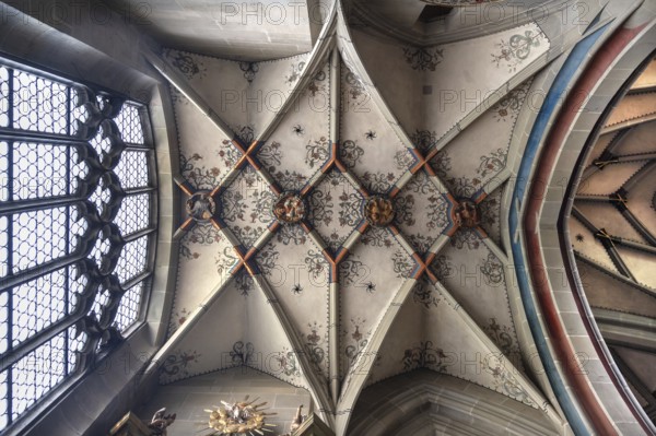 Vaults in a side chapel in Überlingen Minster, St Nicholas, built in 1350 and 1576 in the late Gothic style, Überlingen, Baden-Württemberg, Germany