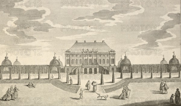 Margravial pleasure palace Monplaisir near Schwedt, Germany, around 1880, digitally restored reproduction of a 19th century illustration, historical, exact date unknown