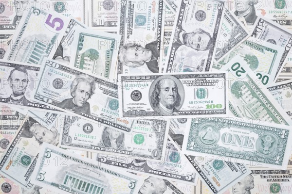 US dollar notes, 10 dollars, 1 dollar, banknotes