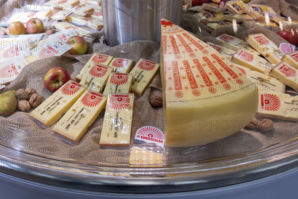 Sales shelf Emmental cheese