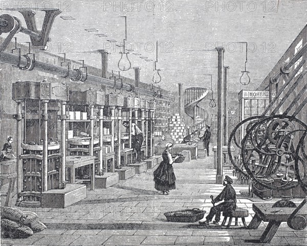 Agriculture, vegetable growing, establishment of a vegetable canning factory, around 1850, digitally improved reproduction of a 19th century model, historical, exact date unknown