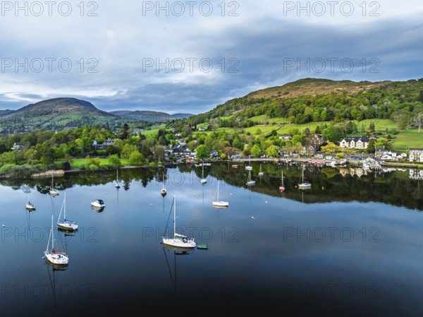 Windermere Lake from a drone, Ambleside, Lake District, Cumbria, England, United Kingdom