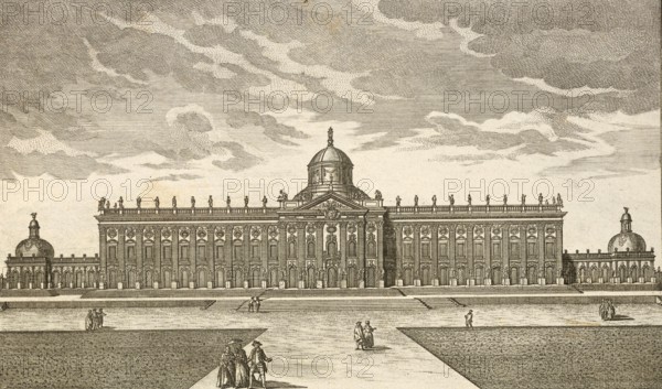 Royal Palace in Potsdam, garden side, Germany, around 1880, digitally restored reproduction of a 19th century illustration, historical, exact date unknown