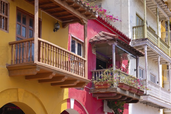 Columbia, Unesco site, colorful Cartagena Walled City Cuidad Amurrallada in historic city center