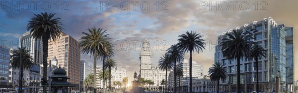 Uruguay, Montevideo Independence Square in historic city center, a famous tourism attraction