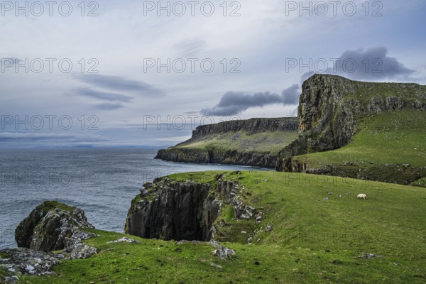 Cliffs over Neist Point Lighthouse, Isle of Skye, Scotland, UK