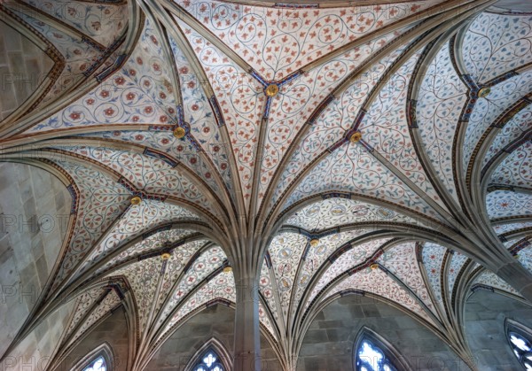 Vaults in the summer refectory, early 14th century, remodelled in the 19th century, Bebenhausen Monastery, Bebenhausen district of Tübingen, Baden-Württemberg, Germany
