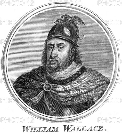 Sir William Wallace (born around 1270 presumably in Elderslie near Johnstone, Scotland, died 23 August 1305 in London, England), Scottish freedom fighter, Historical, digitally restored reproduction from a 19th century original, Record date not stated
