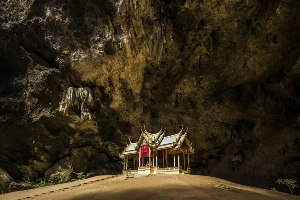 Temple in a stalactite cave, Phraya Nakhon Cave, Khao Sam Roi Yot National Park, Hua Hin, Prachuap Khiri Khan, Thailand