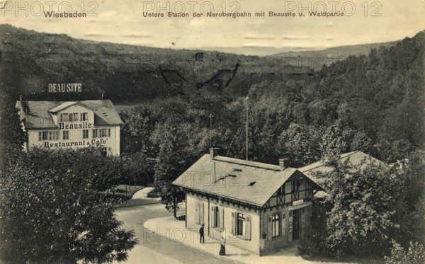 Historical postcard, picture postcard, Neroberg railway in Wiesbaden, Hesse, Germany, digitally enhanced reproduction of an original from around 1900, picture postcard