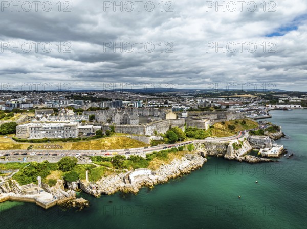 Plymouth from drone, Mount Batten Tower, Devon, England, United Kingdom