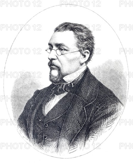 Joseph Victor Scheffel, from 1876 von Scheffel (16 February 1826 to 9 April 1886), was a widely read German writer and poet in the 19th century, Historical, digitally enhanced reproduction of a 19th century original