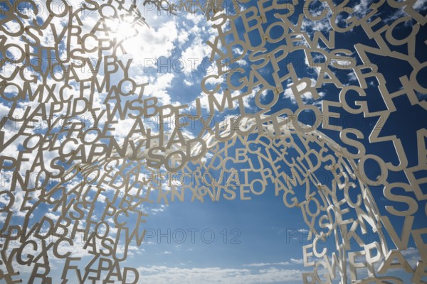 Sculpture made of letters, Le Nomade, artist Jaume Plensa, Antibes, Provence Alpes Côte d'Azur, South of France, France