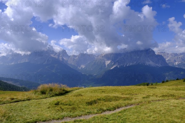 On the Helm, view of the Sesto sundial, Sesto, Dolomites, Val Pusteria, South Tyrol, Italy