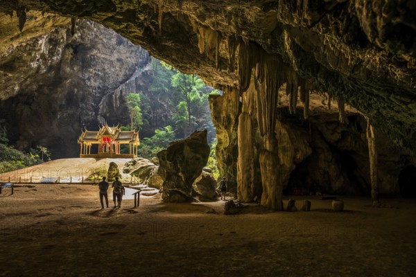 Temple in a stalactite cave, Phraya Nakhon Cave, Khao Sam Roi Yot National Park, Hua Hin, Prachuap Khiri Khan, Thailand