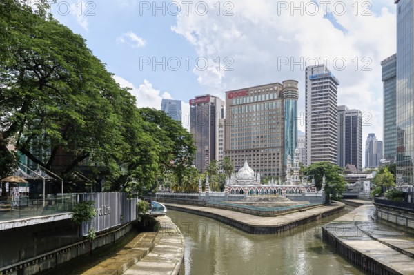 Skyscrapers along the River of Life, the rejuvenated waterfront of Klang River, Kuala Lumpur, Malaysia, Asia