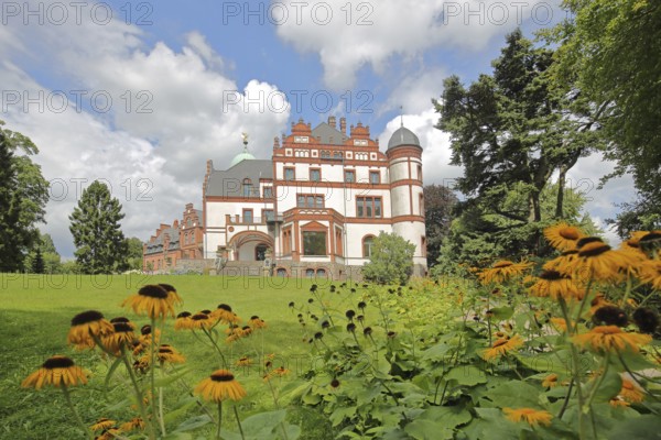 Wiligrad Castle built in 1898 on Lake Schwerin, Lübstorf, Mecklenburg Lake District, Mecklenburg-Western Pomerania, Germany