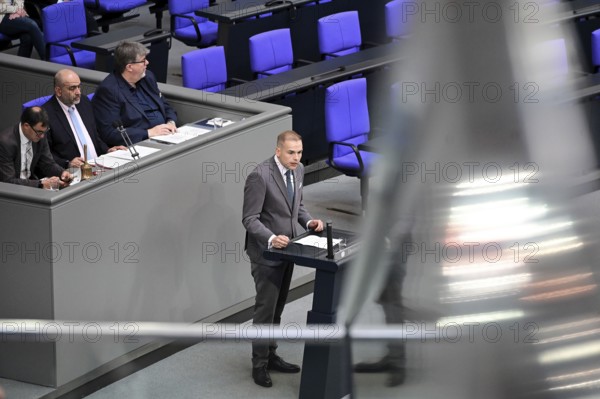 Torben Braga (AfD) speaks on the Gaza war item on the agenda of the eleventh session of the Bundestag