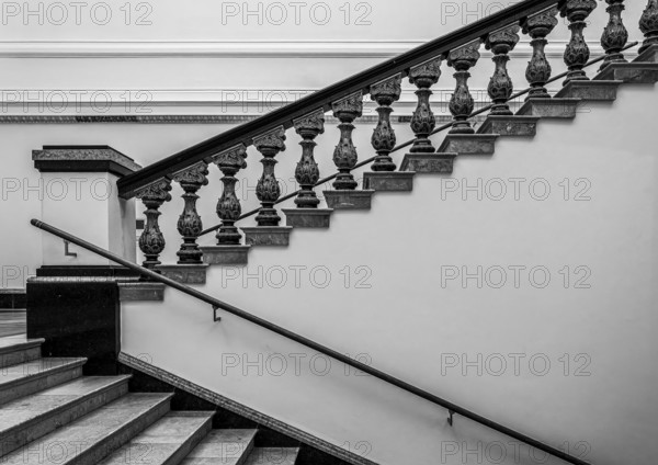Black and white photograph, Gropius Bau Berlin, interior view, staircase, Berlin, Germany